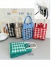 Large Capacity Super Soft Houndstooth Patterned Knitted Cellphone Bag W Strap (Heart Button Closure)