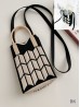 Large Capacity Trendy Rombus Patterned Knitted Soft Cellphone Bag W Strap