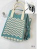 Large Capacity Trendy Wave Patterned Knitted Soft Cellphone Bag W Strap