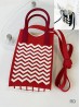 Large Capacity Trendy Wave Patterned Knitted Soft Cellphone Bag W Strap