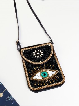 Hand-made Beaded Faux Leather Mini Purse