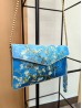 Oil Painting Clutch Wallet W Chain and Wristband (Almond Blossom)