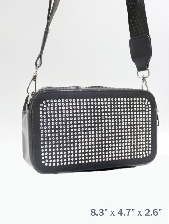 Rectangular Faux Leather and Glitzy Evening Bag.