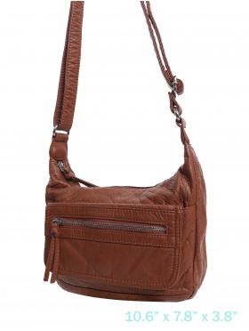 Solid Faux Leather Front Pocket Satchel