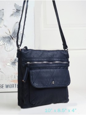 Solid Faux Leather Front Pocket Satchel