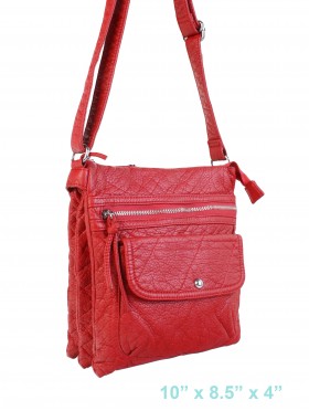 Solid Faux Leather Front Pocket Satchel