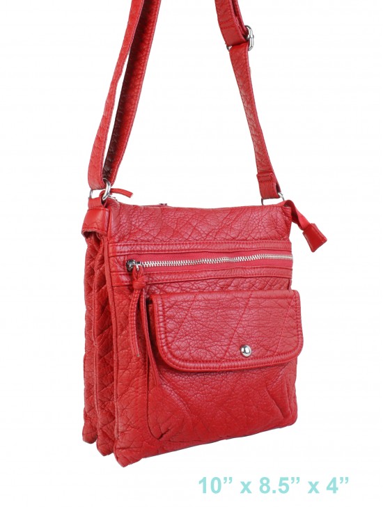 Solid Faux Leather Front Pocket Satchel