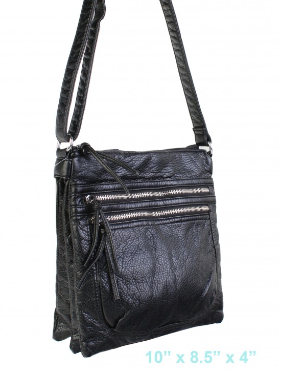 Solid Faux Leather Satchel