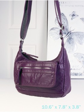 Solid Faux Leather Front Pocket Satchel