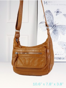 Solid Faux Leather Front Pocket Satchel