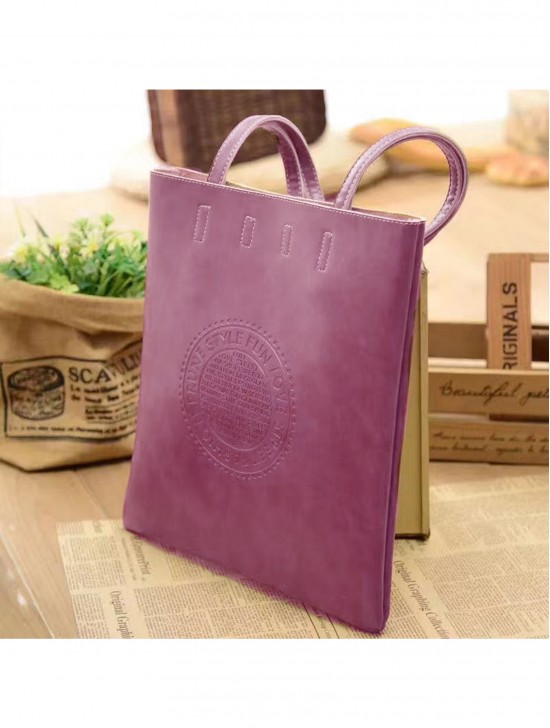 Solid Colour Glossy PU Tote Bag 