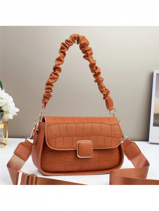 Faux Leather Satchel Bag 