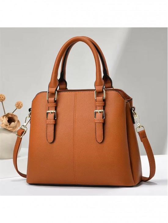 Faux Leather Satchel Bag 