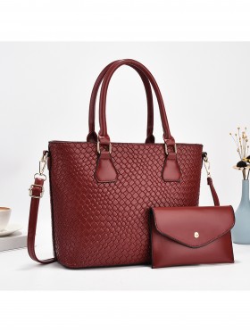 2 in 1 Faux Leather Satchel Bag 