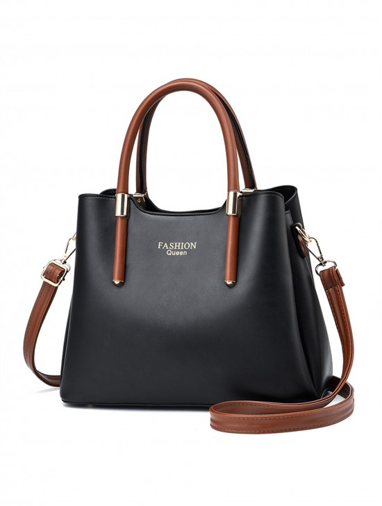 Faux Leather Satchel Bag 