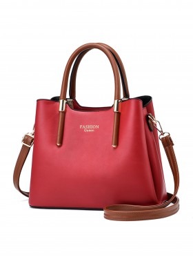 Faux Leather Satchel Bag 