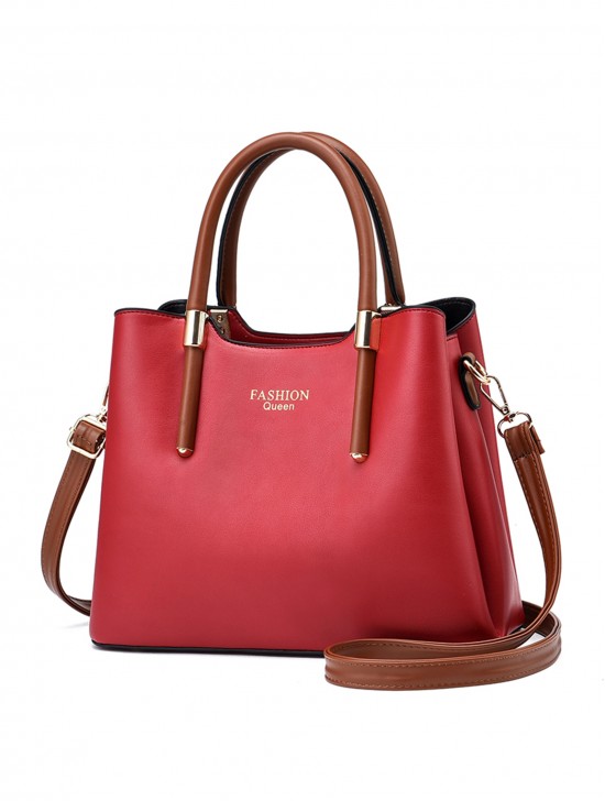 Faux Leather Satchel Bag 