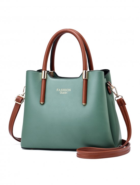 Faux Leather Satchel Bag 