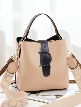 Faux Leather Satchel with Long Strap