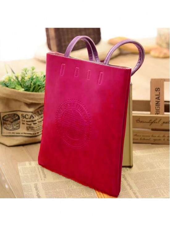 Solid Colour Glossy PU Tote Bag 