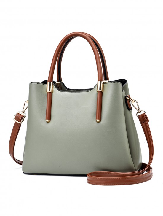 Faux Leather Satchel Bag 