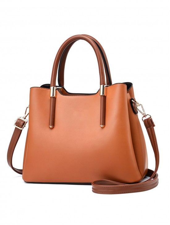 Faux Leather Satchel Bag 