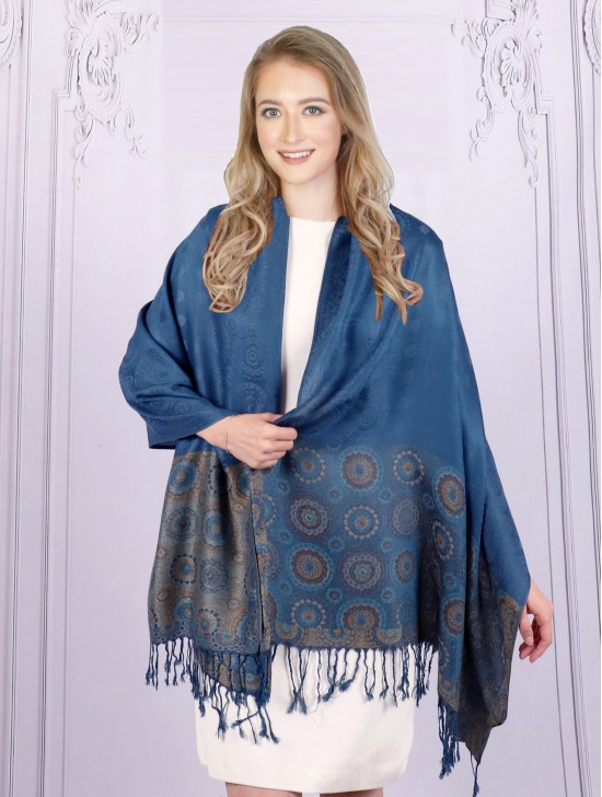 Circle Print Fashion Pashmina W/ Tassels