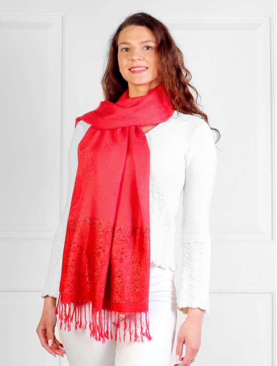 Paisley & Dot Print Scarf W/ Tassel