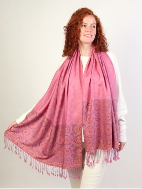 Circle Print Fashion Pashmina W/ Tassels