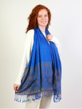 Circle Print Fashion Pashmina W/ Tassels