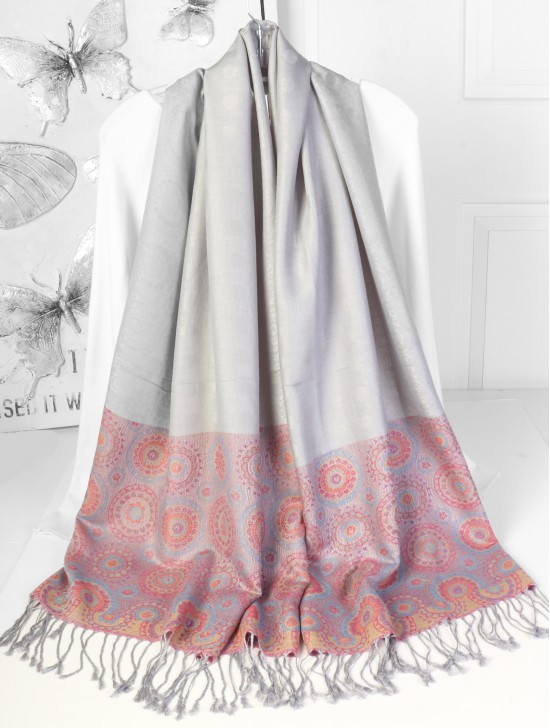 Circle Print Fashion Pashmina W/ Tassels