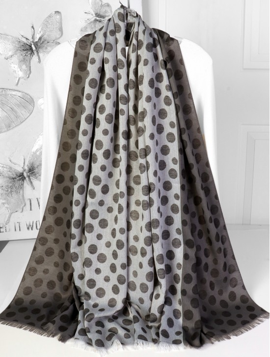 Polka Dot Print Fashion Pashmina W/ Cut Tassels