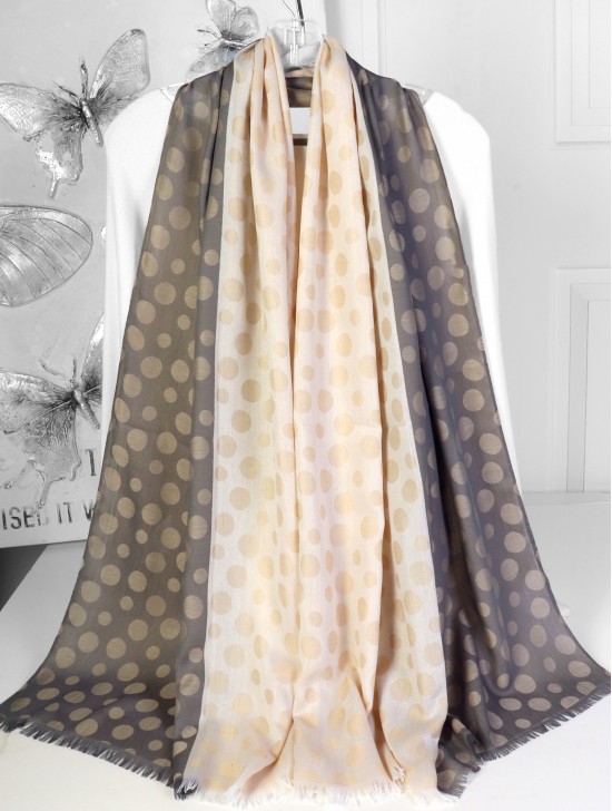 Polka Dot Print Fashion Pashmina W/ Cut Tassels