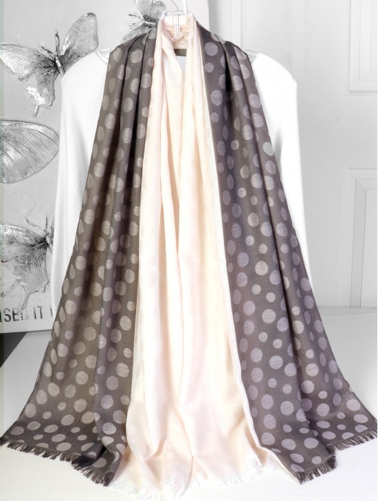 Polka Dot Print Fashion Pashmina W/ Cut Tassels