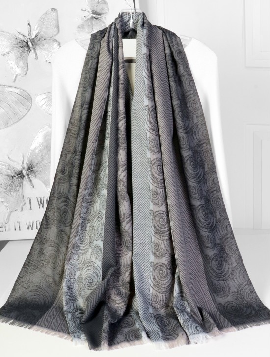 Cloud Print Fashion Pashmina W/ Cut Tassels