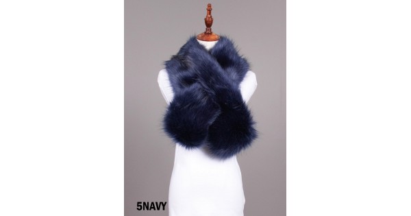 Fur Collar / Scarf - Navy Blue Fox Fur