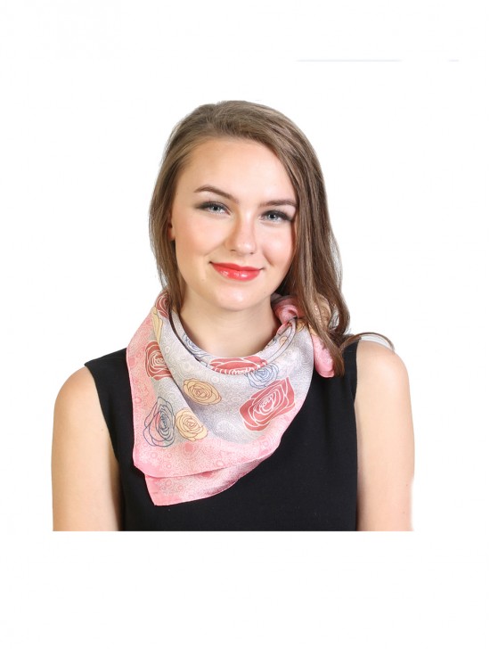 Rose Print Square Scarf