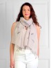 Feather Print Tassels Fashion Scarf W/ Pearl