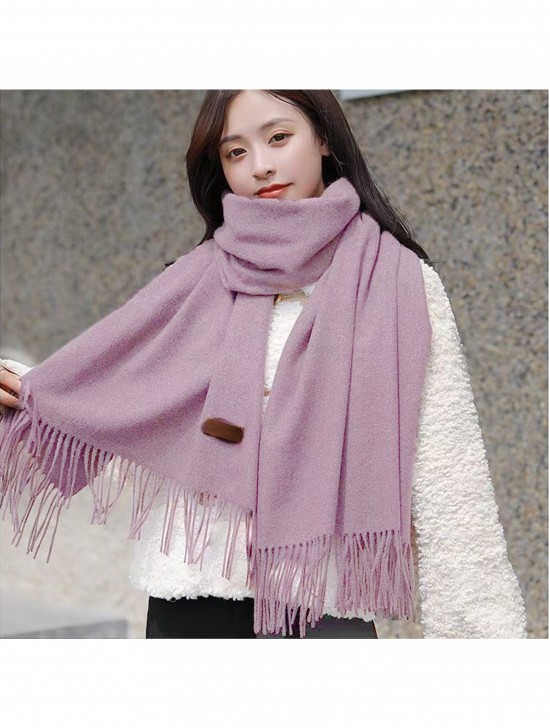 Premium Cashmere Feeling Solid Color Scarf W/ Tassels