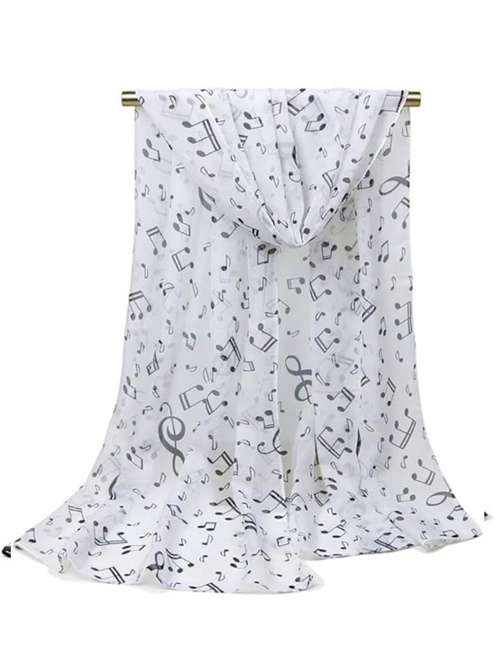 Chiffon Music Note Fashion Scarf