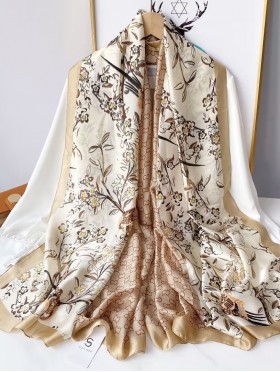 Premium Silk Feeling Floral Designer Inspired Scarf