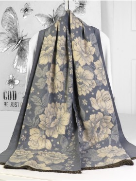 Cashmere Feeling Flower Print Premium Scarf