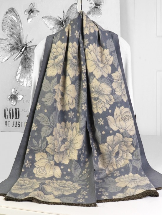 Cashmere Feeling Flower Print Premium Scarf