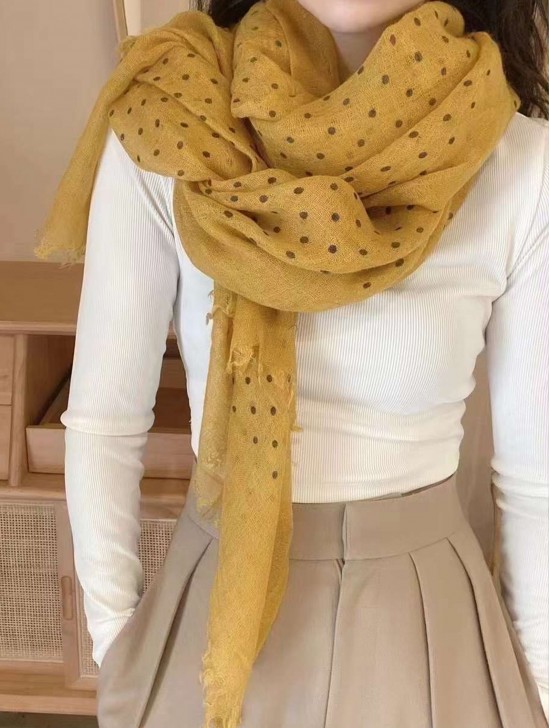 Wool & Cotton Super Soft Polka Dot Printed Scarf