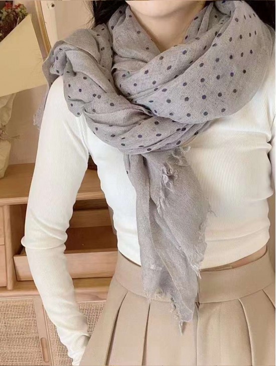 Wool & Cotton Super Soft Polka Dot Printed Scarf