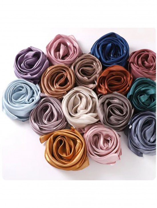 Solid Color Silk Feeling Scarf