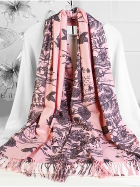 Cashmere Feeling Floarl Print Premium Scarf