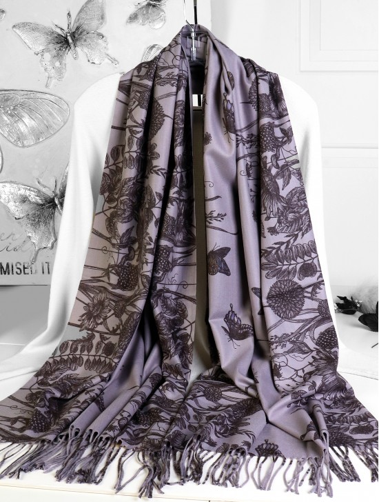 Cashmere Feeling Floarl Print Premium Scarf