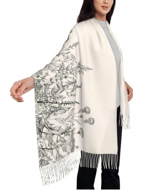 Cashmere Feeling Floarl Print Premium Scarf