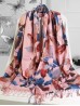 Cashmere Feeling Leaf Print Premium Scarf